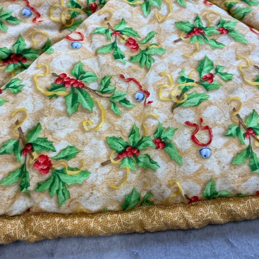 Vintage Christmas Teddy Bear Patchwork Quilt Throw Blanket Love Joy Peace 33x33